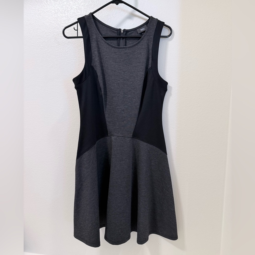 Black and Gray Sleeveless Fit and Flare Dress